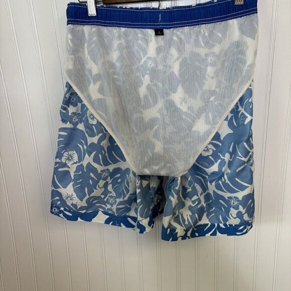 Tommy Hilfiger Mens Medium Blue White Tropical Hula Girl Print Swim Short Trunks - Picture 9 of 16